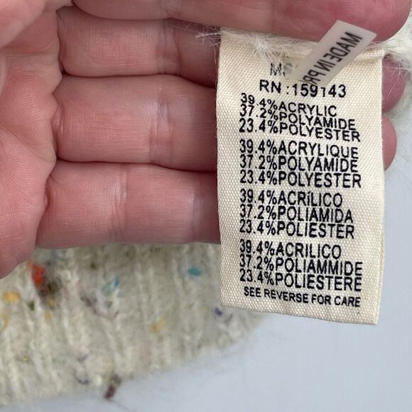 FRNCH Cream Eyelash Confetti V-Neck Button Oversized Cardigan Sweater Medium - Picture 4 of 9